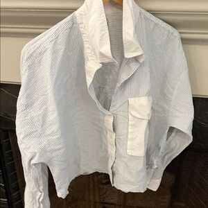 Madewell Men's Blue Striped Shirt Jacket